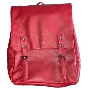 LXY Red Vegan Leather backpack Pockets